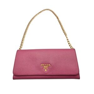 Prada Saffiano Leather Begonia‎ Pink Flap Wallet Long Bifold Authentic